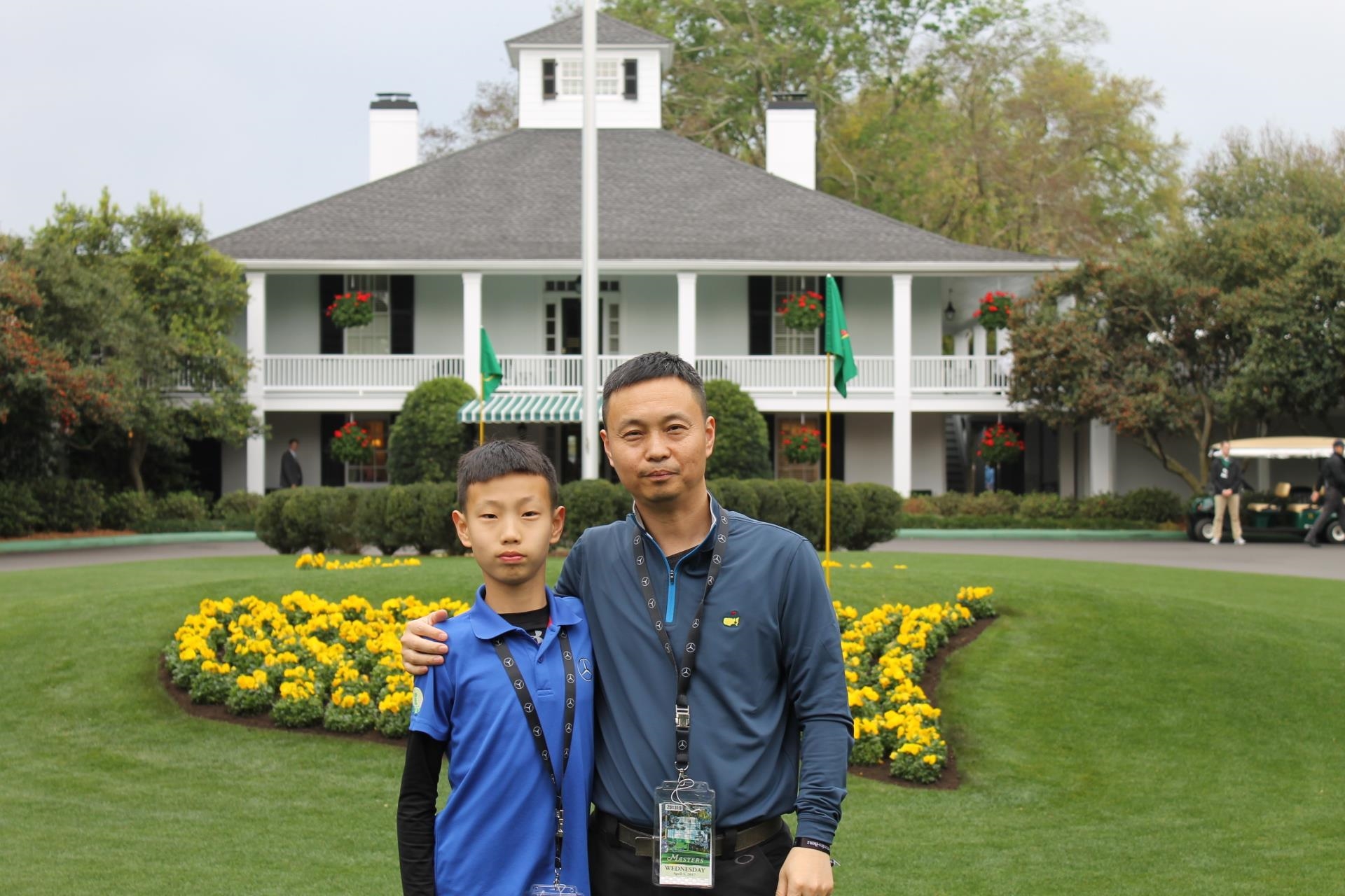 Bingchen outside the clubhouse at Augusta National during his 2017 visit